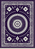 Deep Plum Sunburst Mandala Accent Rug