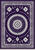 Deep Plum Sunburst Mandala Accent Rug