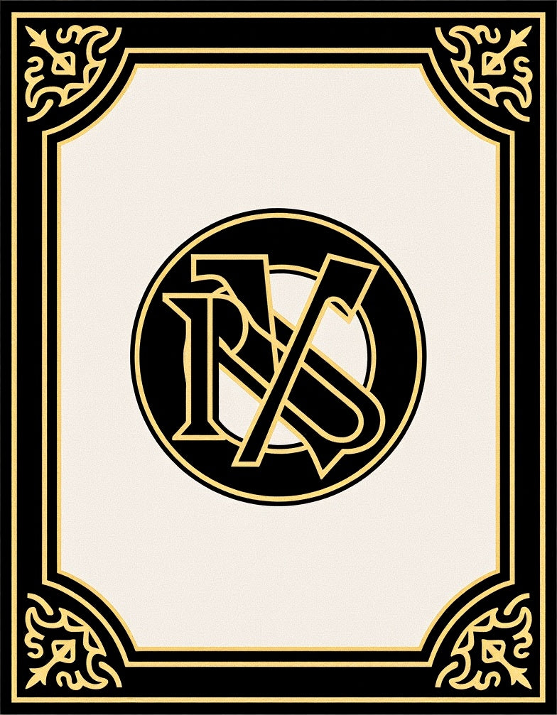 Classic Black Gold Monogram Border Rug