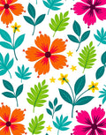 Vibrant Tropical Floral Leaf Medley Rug