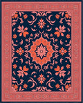 Coral Floral Medallion Navy Rug