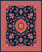 Coral Floral Medallion Navy Rug