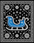 Winter Sleigh Snowflakes Black Rug