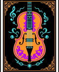 Bold Orange Violin Music Notes Rug