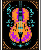 Bold Orange Violin Music Notes Rug