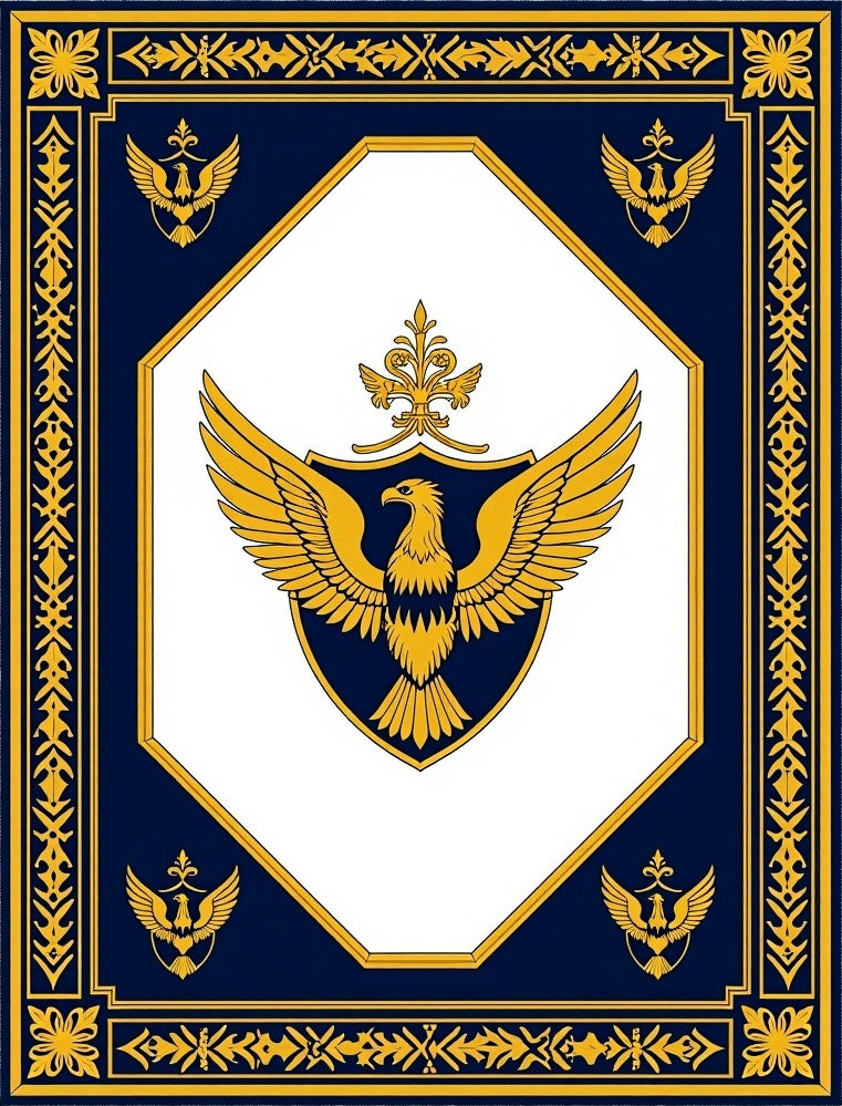 Regal Navy Gold Eagle Crest Rug