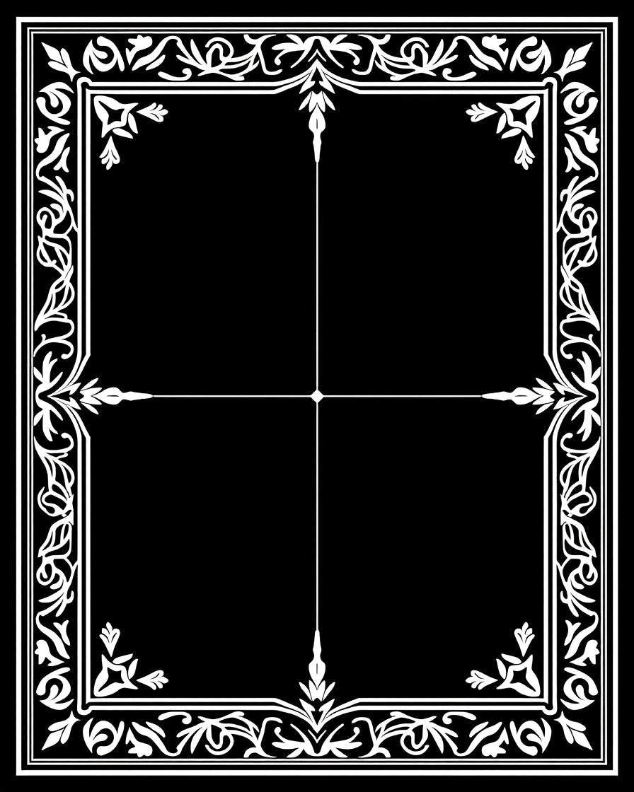 Classic White Floral Scrollwork Border Rug