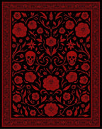 Crimson Skull Rose Gothic Garden Rug