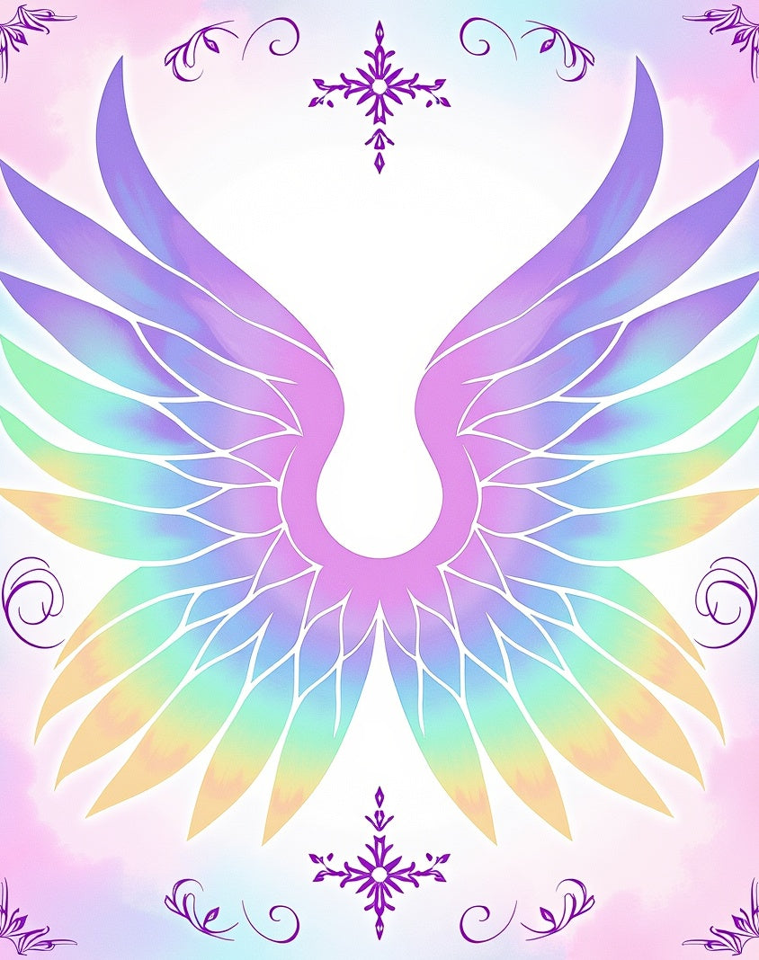 Whimsical Rainbow Angel Wings Art Rug