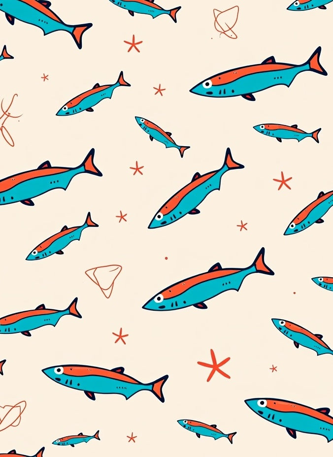 Teal Coral Fish Scatter Rug