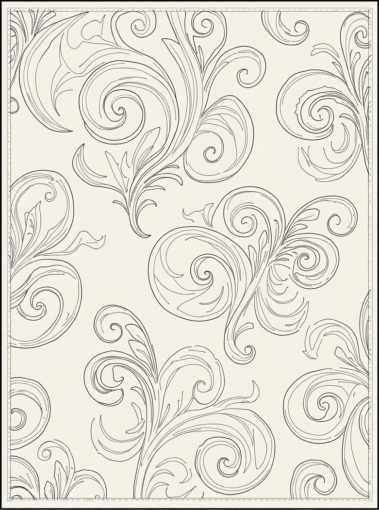 Off-white Scrollwork Nature Line Art Rug