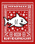 Red White Cartoon Shark Starry Night Rug