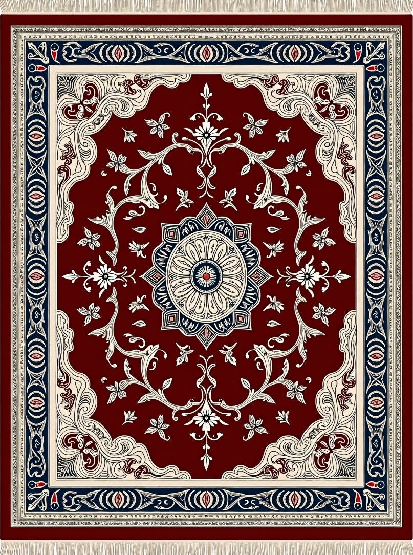 Ornate Medallion Floral Vines Rug