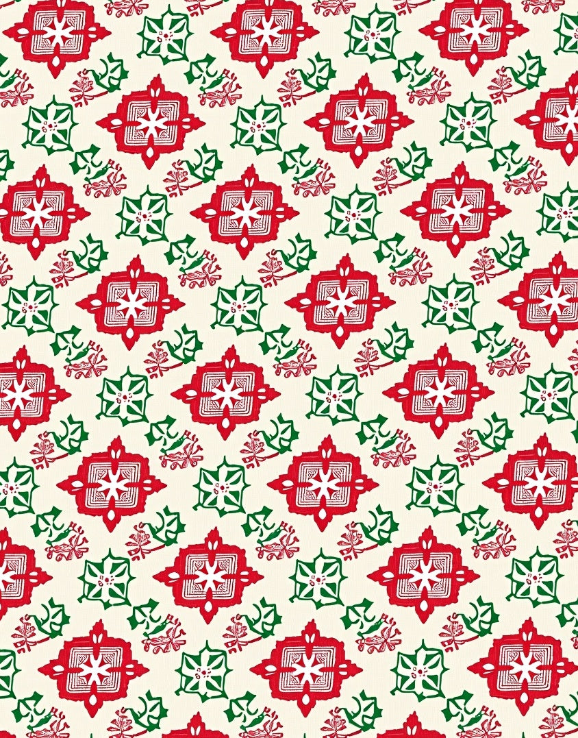 Traditional Red Green Holly Blossom Rug