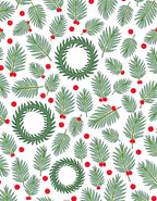 Green Fern Holly Berry Wreath Rug