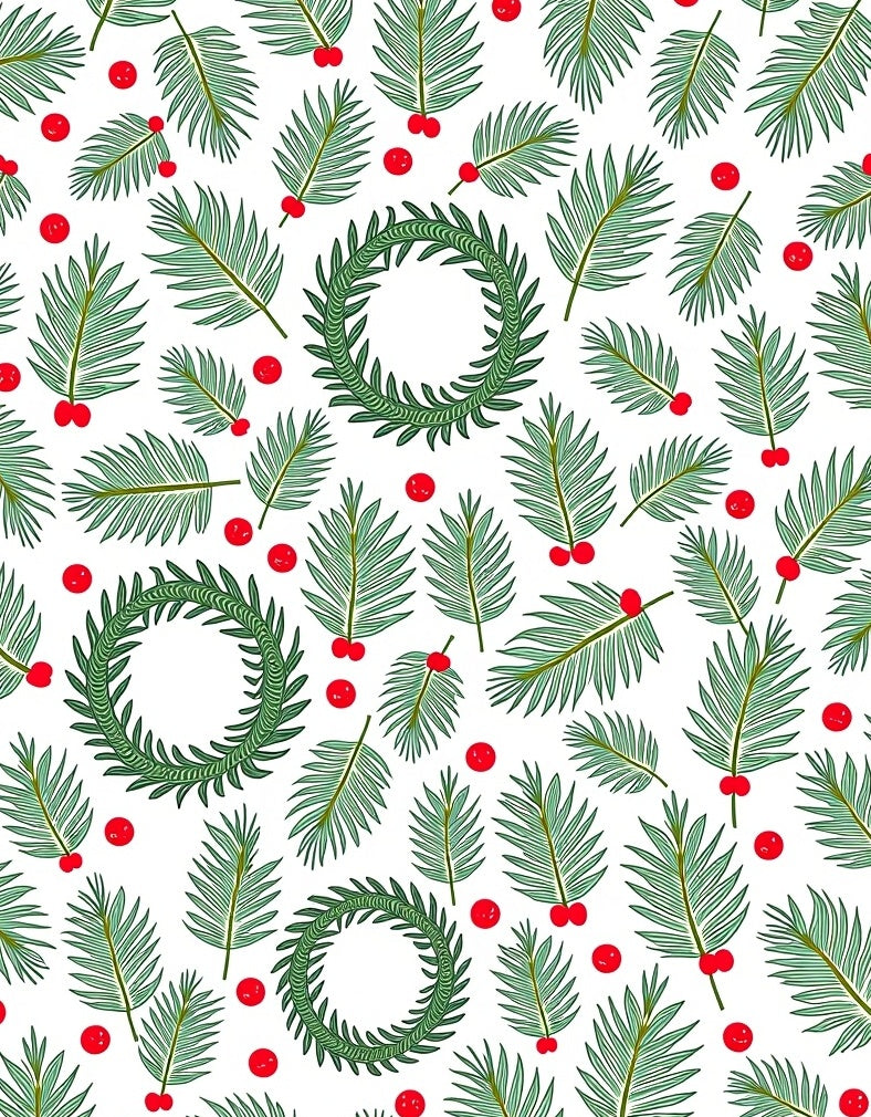 Green Fern Holly Berry Wreath Rug