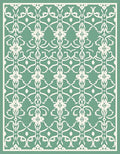Serene Teal White Filigree Damask Rug