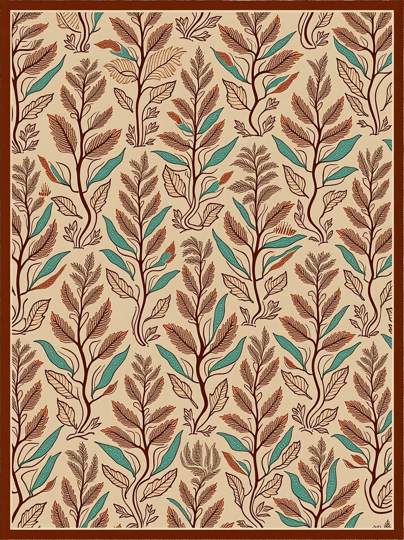 Earthy Tone Floral Vine Arabesque Rug
