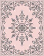 Vintage Rose Floral Scroll Center Rug