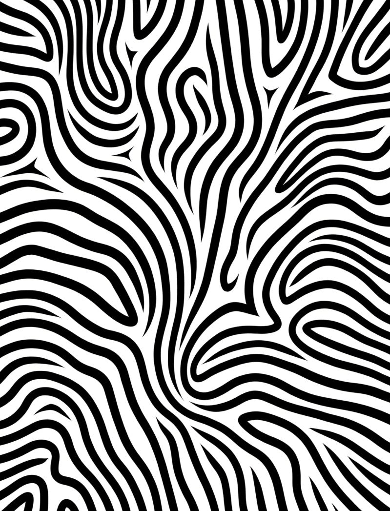 Black White Organic Swirl Lines Rug