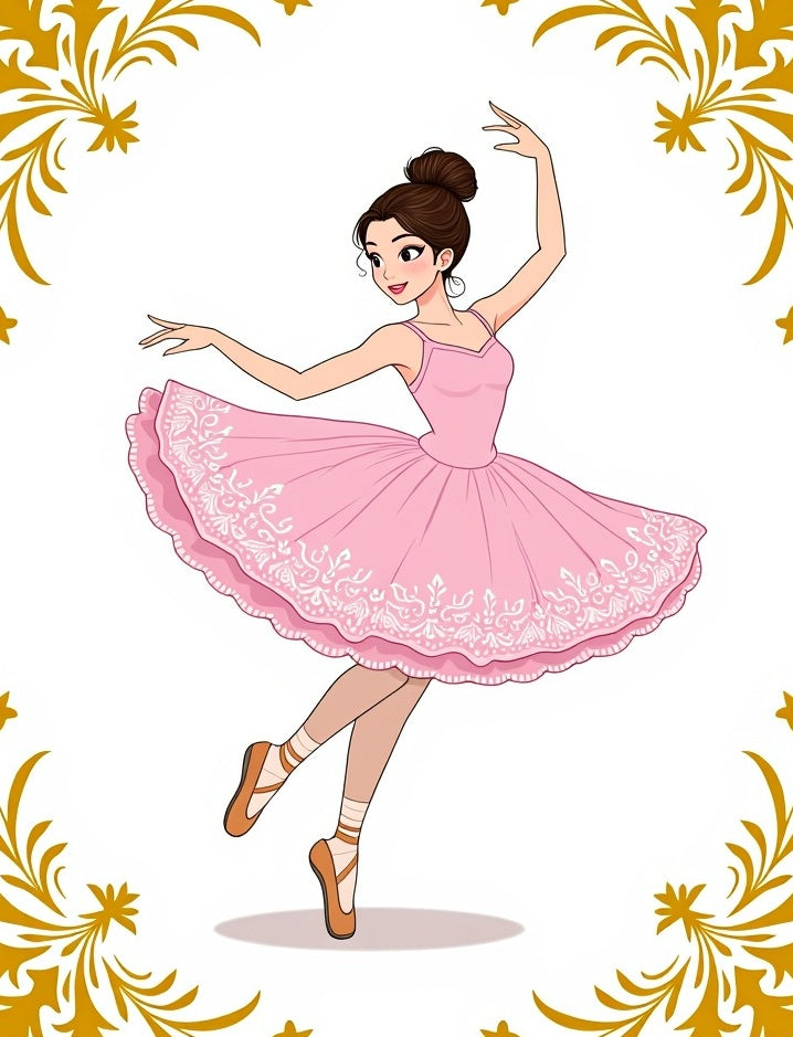 Pink Ballerina Lace Trim Swirls Rug