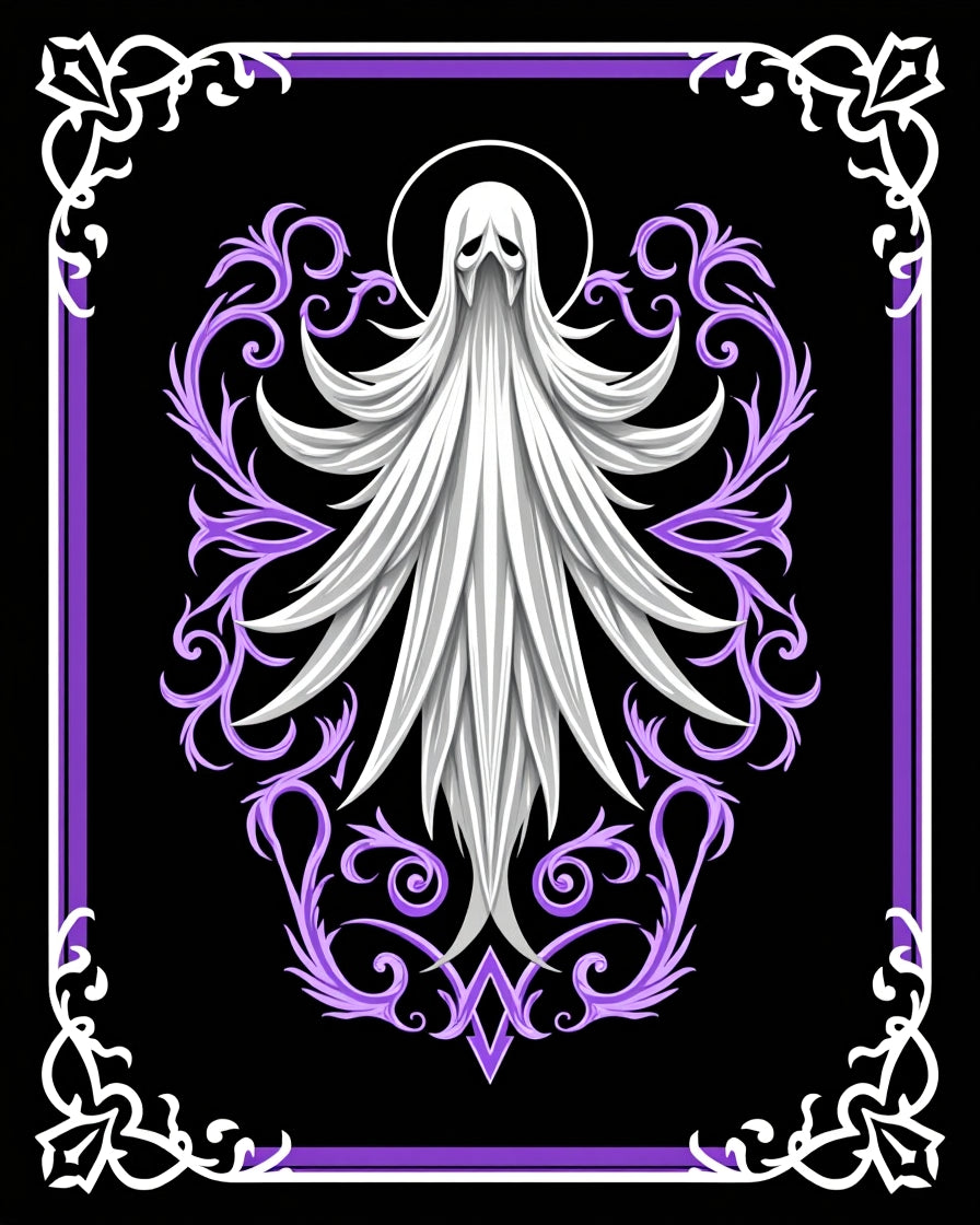 White Ghost Purple Floral Frame Rug