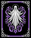 White Ghost Purple Floral Frame Rug