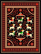 Whimsical Red Dog Folk Art Rug