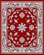 Crimson Floral Garden Medallion Rug