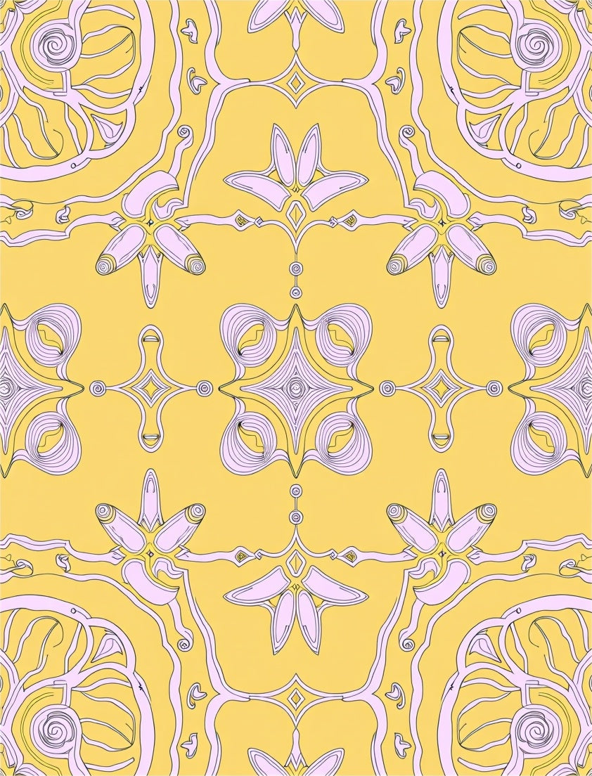 Surreal Floral Yellow Swirl Rug