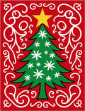 Red White Swirl Christmas Tree Rug