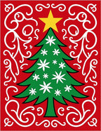 Red White Swirl Christmas Tree Rug