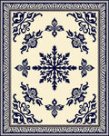 Navy Vintage Floral Medallion Rug
