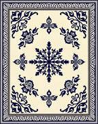 Navy Vintage Floral Medallion Rug