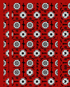 Bold Red Floral Medallion Repeat Rug
