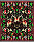 Jolly Reindeer Red Green Christmas Rug