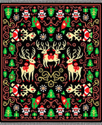 Jolly Reindeer Red Green Christmas Rug