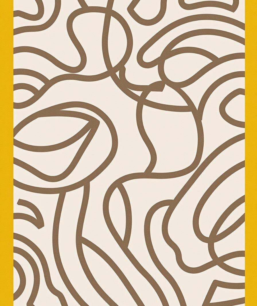 Organic Brown Swirl Cream Abstract Rug