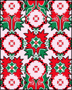 Red Green Floral Medallion Repeat Rug