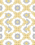 Golden Yellow Gray Floral Medallion Rug