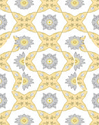 Golden Yellow Gray Floral Medallion Rug