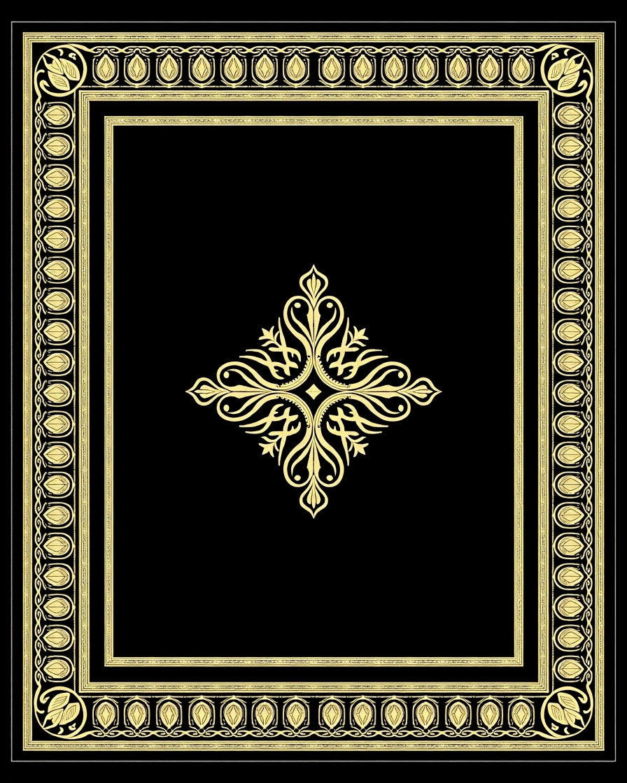 Black Gold Ornate Laurel Medallion Rug