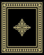 Black Gold Ornate Laurel Medallion Rug