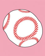 Classic White Red Stitch Ball Rug