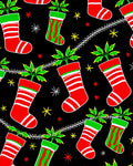 Red Green Striped Christmas Stockings with Holly Rug