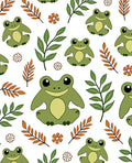 Whimsical Green Frog Autumn Foliage Rug