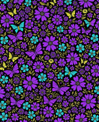 Vibrant Purple Butterfly Floral Burst Rug