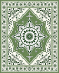 Verdant Bloom Bordered Central Crest Rug