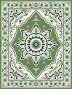 Verdant Bloom Bordered Central Crest Rug