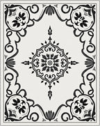 Black White Classic Floral Medallion Rug